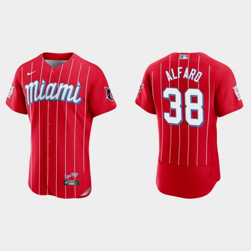 Miami Miami Marlins #38 Jorge Alfaro Men’s Nike 2021 City Connect Authentic MLB Jersey Red Men’s