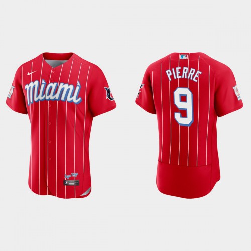 Miami Miami Marlins #9 Juan Pierre Men’s Nike 2021 City Connect Authentic MLB Jersey Red Men’s