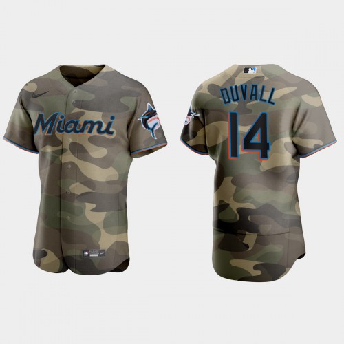 Miami Miami Marlins #14 Adam Duvall Men’s Nike 2021 Armed Forces Day Authentic MLB Jersey -Camo Men’s