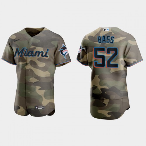 Miami Miami Marlins #52 Anthony Bass Men’s Nike 2021 Armed Forces Day Authentic MLB Jersey -Camo Men’s