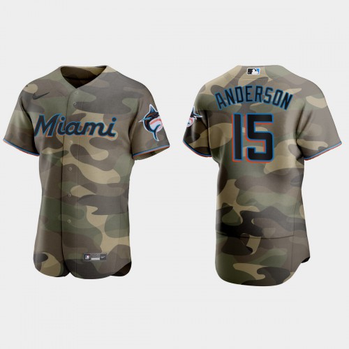 Miami Miami Marlins #15 Brian Anderson Men’s Nike 2021 Armed Forces Day Authentic MLB Jersey -Camo Men’s