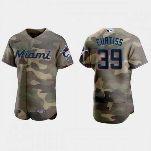 Miami Miami Marlins #39 John Curtiss Men’s Nike 2021 Armed Forces Day Authentic MLB Jersey -Camo Men’s