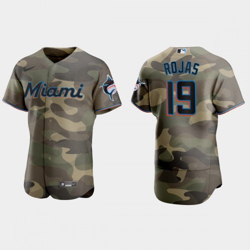 Miami Miami Marlins #19 Miguel Rojas Men’s Nike 2021 Armed Forces Day Authentic MLB Jersey -Camo Men’s