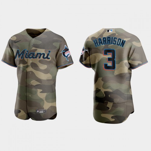 Miami Miami Marlins #3 Monte Harrison Men’s Nike 2021 Armed Forces Day Authentic MLB Jersey -Camo Men’s