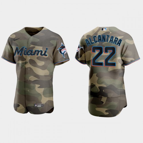 Miami Miami Marlins #22 Sandy Alcantara Men’s Nike 2021 Armed Forces Day Authentic MLB Jersey -Camo Men’s