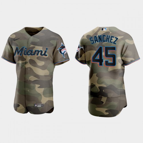 Miami Miami Marlins #45 Sixto Sanchez Men’s Nike 2021 Armed Forces Day Authentic MLB Jersey -Camo Men’s