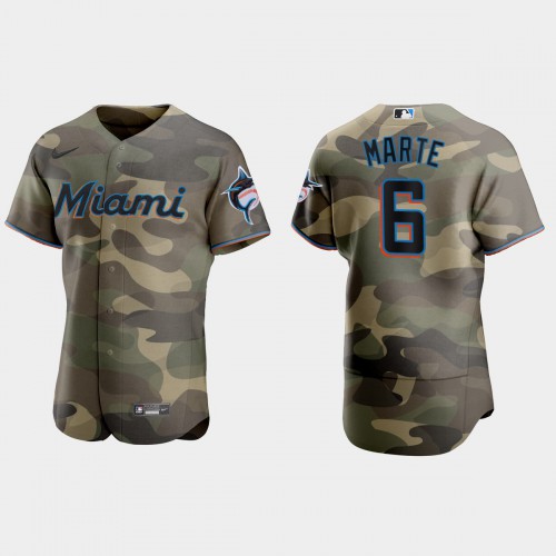 Miami Miami Marlins #6 Starling Marte Men’s Nike 2021 Armed Forces Day Authentic MLB Jersey -Camo Men’s
