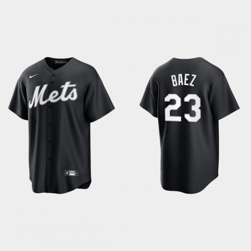 New York New York Mets #23 Javier Baez Men’s Nike 2021 All Black Fashion MLB Jersey Men’s