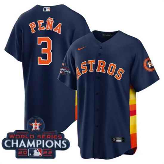 Youth Houston Astros #3 Jeremy Pena Navy 2022 World Series Champions Stitched BaseballJersey