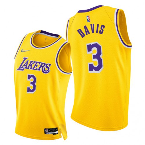 Nike Los Angeles Lakers #3 Anthony Davis Youth 2021-22 75th Diamond Anniversary NBA Jersey Gold Youth