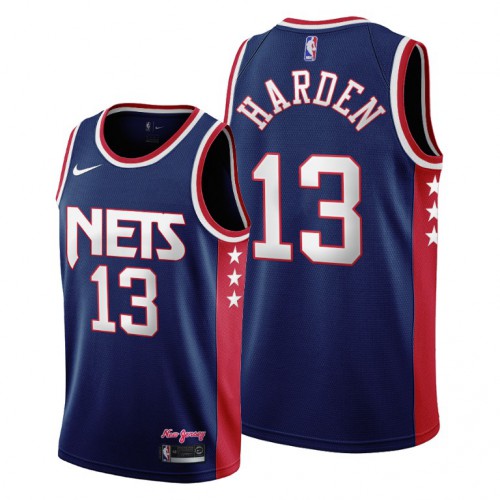 Brooklyn Brooklyn Nets #13 James Harden Youth 2021-22 City Edition Throwback 90s Wordmark Navy NBA Jersey Youth
