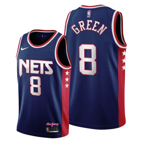 Brooklyn Brooklyn Nets #8 Jeff Green Youth 2021-22 City Edition Throwback 90s Wordmark Navy NBA Jersey Youth