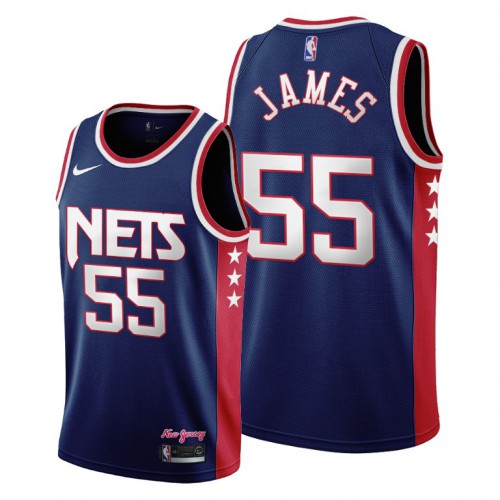 Brooklyn Brooklyn Nets #55 Mike James Men’s 2021-22 City Edition Throwback 90s Wordmark Navy NBA Jersey Men’s