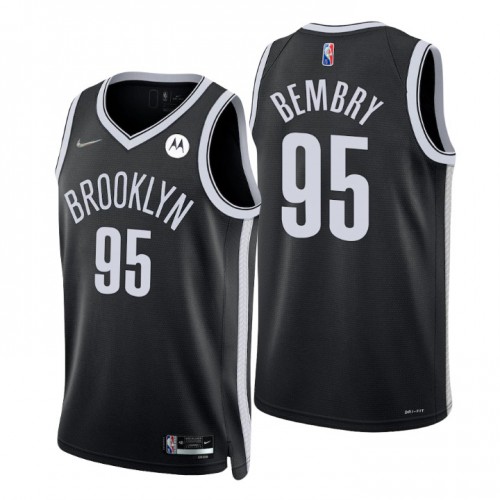 Nike Brooklyn Nets #95 DeAndre’ Bembry Black Men’s 2021-22 NBA 75th Anniversary Diamond Swingman Jersey – Icon Edition Men’s