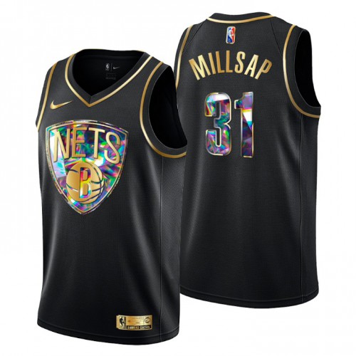 Brooklyn Brooklyn Nets #31 Paul Millsap Men’s Golden Edition Diamond Logo 2021/22 Swingman Jersey – Black Men’s