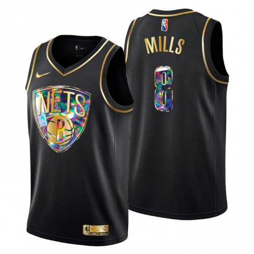 Brooklyn Brooklyn Nets #8 Patty Mills Men’s Golden Edition Diamond Logo 2021/22 Swingman Jersey – Black Men’s