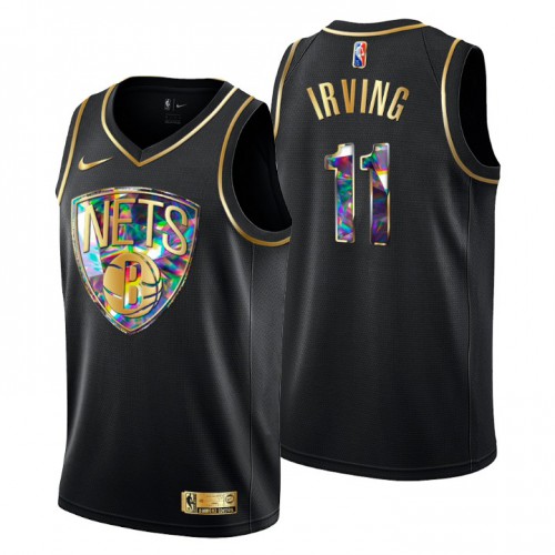 Brooklyn Brooklyn Nets #11 Kyrie Irving Men’s Golden Edition Diamond Logo 2021/22 Swingman Jersey – Black Men’s