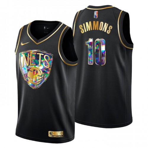 Brooklyn Brooklyn Nets #10 Ben Simmons Men’s Golden Edition Diamond Logo 2021/22 Swingman Jersey – Black Men’s