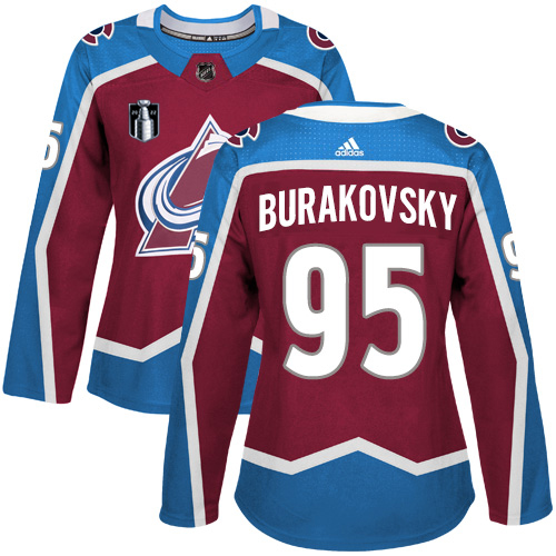 Adidas Colorado Avalanche #95 Andre Burakovsky Burgundy Women’s 2022 Stanley Cup Final Patch Home Authentic Stitched NHL Jersey Womens