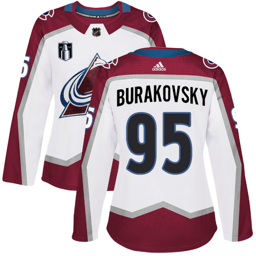 Adidas Colorado Avalanche #95 Andre Burakovsky White Women’s 2022 Stanley Cup Final Patch Road Authentic Stitched NHL Jersey Womens