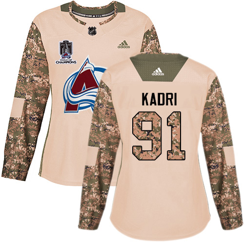 Adidas Colorado Avalanche #91 Nazem Kadri Camo Authentic Women’s 2022 Stanley Cup Champions Veterans Day Stitched NHL Jersey Womens