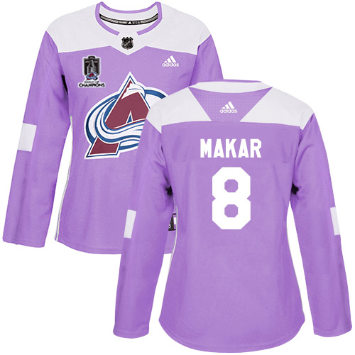 Adidas Colorado Avalanche #8 Cale Makar Purple Women’s 2022 Stanley Cup Champions Authentic Fights Cancer Stitched NHL Jersey Womens
