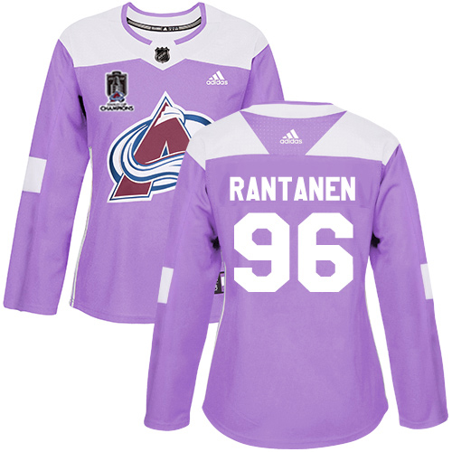 Adidas Colorado Avalanche #96 Mikko Rantanen Purple Women’s 2022 Stanley Cup Champions Authentic Fights Cancer Stitched NHL Jersey Womens