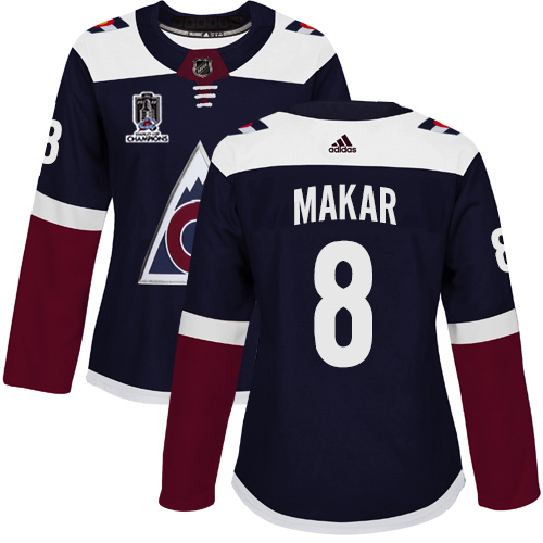 Adidas Colorado Avalanche #8 Cale Makar Navy Women’s 2022 Stanley Cup Champions Alternate Authentic Stitched NHL Jersey Womens