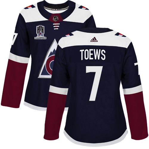Adidas Colorado Avalanche #7 Devon Toews Navy Women’s 2022 Stanley Cup Champions Alternate Authentic Stitched NHL Jersey Womens
