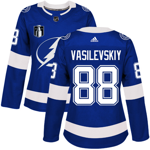 Adidas Tampa Bay Lightning #88 Andrei Vasilevskiy Blue 2022 Stanley Cup Final Patch Women’s Home Authentic Stitched NHL Jersey Womens