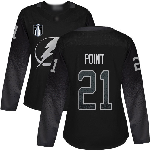 Adidas Tampa Bay Lightning #21 Brayden Point Black 2022 Stanley Cup Final Patch Women’s Alternate Authentic Stitched NHL Jersey Womens