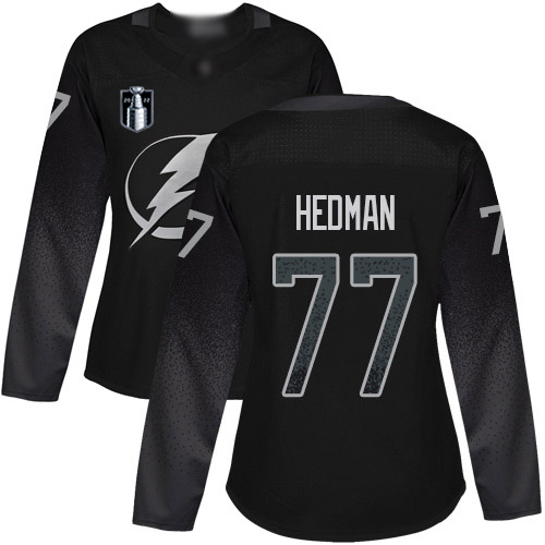 Adidas Tampa Bay Lightning #77 Victor Hedman Black 2022 Stanley Cup Final Patch Women’s Alternate Authentic Stitched NHL Jersey Womens