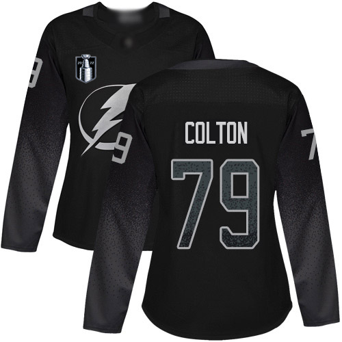 Adidas Tampa Bay Lightning #79 Ross Colton Black Women’s 2022 Stanley Cup Final Patch Alternate Authentic Stitched NHL Jersey Womens