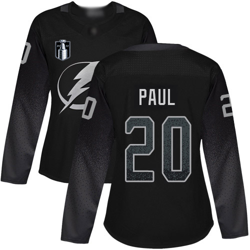 Adidas Tampa Bay Lightning #20 Nicholas Paul Black Women’s 2022 Stanley Cup Final Patch Alternate Authentic Stitched NHL Jersey Womens