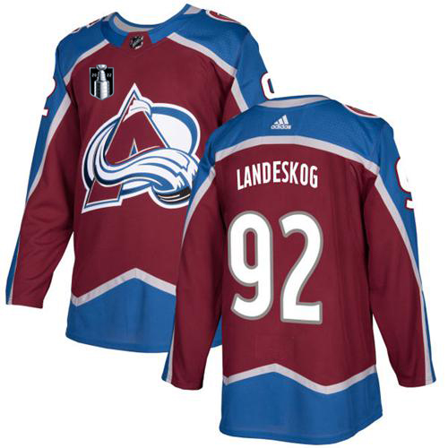 Adidas Colorado Avalanche #92 Gabriel Landeskog Burgundy Youth 2022 Stanley Cup Final Patch Home Authentic Stitched NHL Jersey Youth