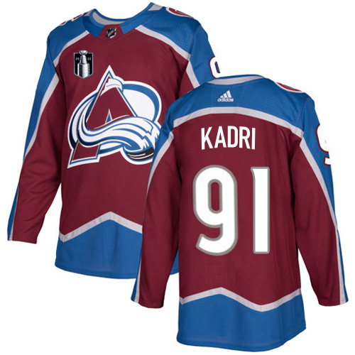 Adidas Colorado Avalanche #91 Nazem Kadri Burgundy Youth 2022 Stanley Cup Final Patch Home Authentic Stitched NHL Jersey Youth