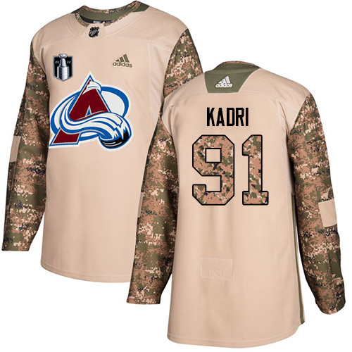 Adidas Colorado Avalanche #91 Nazem Kadri Camo Youth 2022 Stanley Cup Final Patch Authentic Veterans Day Stitched NHL Jersey Youth