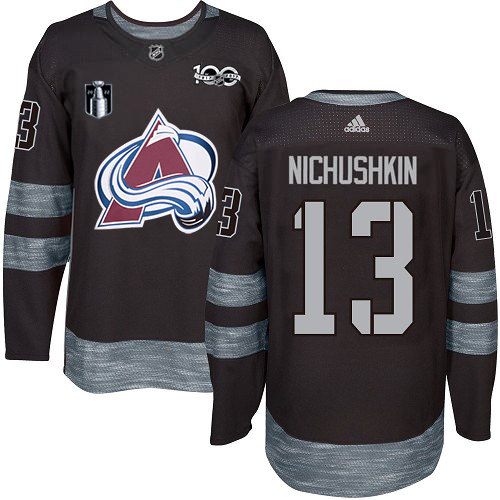 Adidas Colorado Avalanche #13 Valeri Nichushkin Black Youth 2022 Stanley Cup Final Patch 100th Anniversary Stitched NHL Jersey Youth