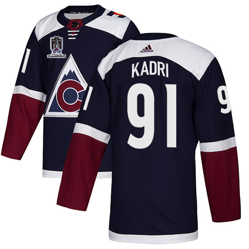 Adidas Colorado Avalanche #91 Nazem Kadri Navy Youth 2022 Stanley Cup Champions Alternate Authentic Stitched NHL Jersey Youth