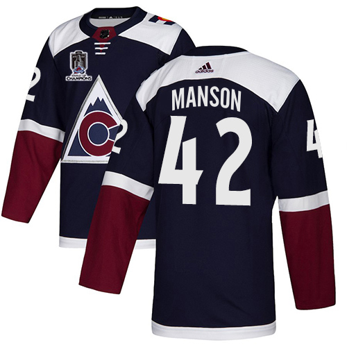 Adidas Colorado Avalanche #42 Josh Manson Navy Youth 2022 Stanley Cup Champions Alternate Authentic Stitched NHL Jersey Youth