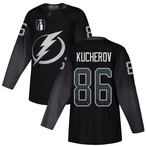Adidas Tampa Bay Lightning #86 Nikita Kucherov Black 2022 Stanley Cup Final Patch Youth Alternate Authentic Stitched NHL Jersey Youth