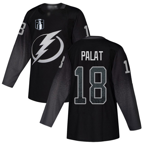 Adidas Tampa Bay Lightning #18 Ondrej Palat Black 2022 Stanley Cup Final Patch Youth Alternate Authentic Stitched NHL Jersey Youth
