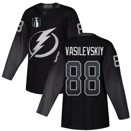 Adidas Tampa Bay Lightning #88 Andrei Vasilevskiy Black 2022 Stanley Cup Final Patch Youth Alternate Authentic Stitched NHL Jersey Youth