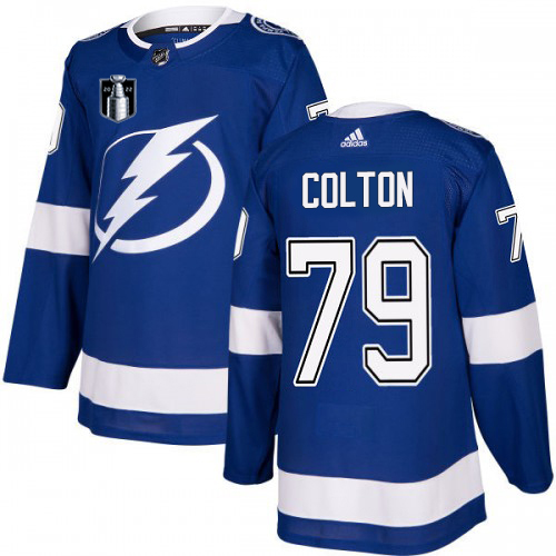 Adidas Tampa Bay Lightning #79 Ross Colton Blue 2022 Stanley Cup Final Patch Home Authentic Stitched Youth NHL Jersey Youth