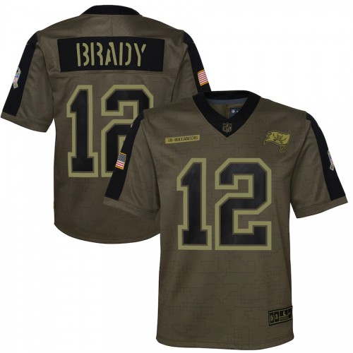 Tampa Bay Tampa Bay Buccaneers #12 Tom Brady Olive Nike Youth 2021 Salute To Service Game Jersey Youth