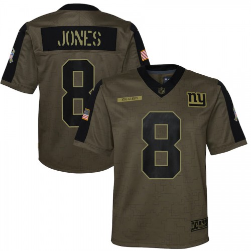 New York New York Giants #8 Daniel Jones Olive Nike Youth 2021 Salute To Service Game Jersey Youth