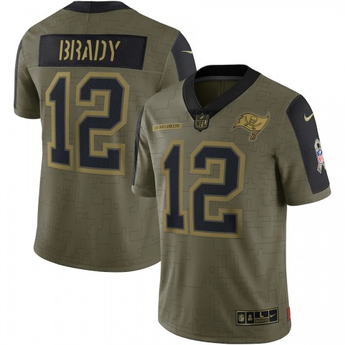 Tampa Bay Tampa Bay Buccaneers #12 Tom Brady Olive Nike 2021 Salute To Service Limited Player Jersey Men’s
