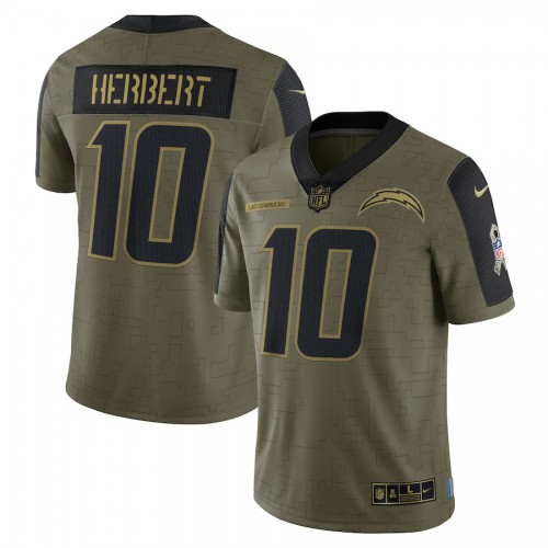 Los Angeles Los Angeles Chargers #10 Justin Herbert Olive Nike 2021 Salute To Service Limited Player Jersey Men’s