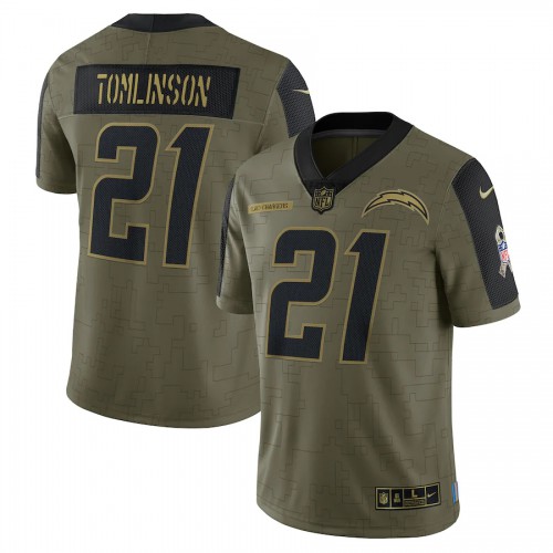 Los Angeles Los Angeles Chargers #21 LaDainian Tomlinson Olive Nike 2021 Salute To Service Limited Player Jersey Men’s