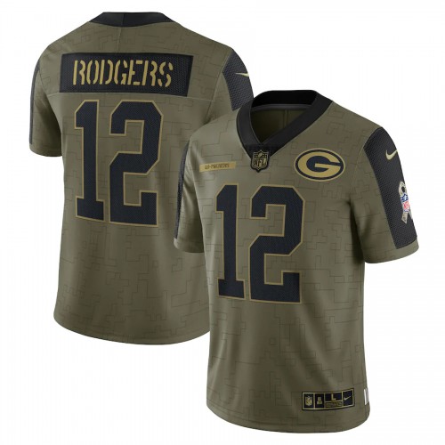 Green Bay Green Bay Packers #12 Aaron Rodgers Olive Nike 2021 Salute To Service Limited Player Jersey Men’s